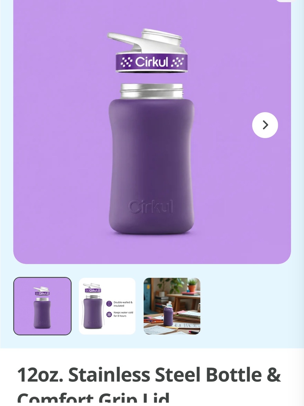 Cirkul 12oz Stainless Steel Water Bottle - Purple